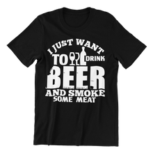 Cargar imagen en el visor de la galería, BBQ T Shirt Funny T Shirt for Men - Rub Smoke Eat Repeat tshirt I Wantz It Large I just want to drink 