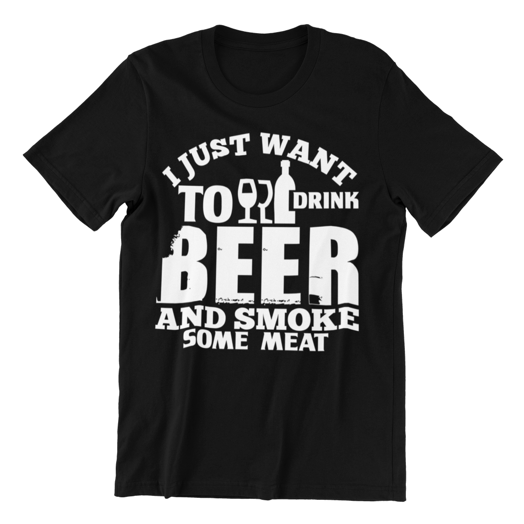 BBQ T Shirt Funny T Shirt for Men - Rub Smoke Eat Repeat tshirt I Wantz It Large I just want to drink 