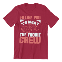 Cargar imagen en el visor de la galería, BBQ T Shirt Funny T Shirt for Men - I Would Like You To Meet The Foodie Crew t-shirt I Wantz It Large I&#39;d Like You -Magenta 