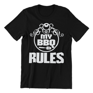 BBQ T Shirt Funny T Shirt for Men - I Would Like You To Meet The Foodie Crew t-shirt I Wantz It Large My BBQ Rules - Black 