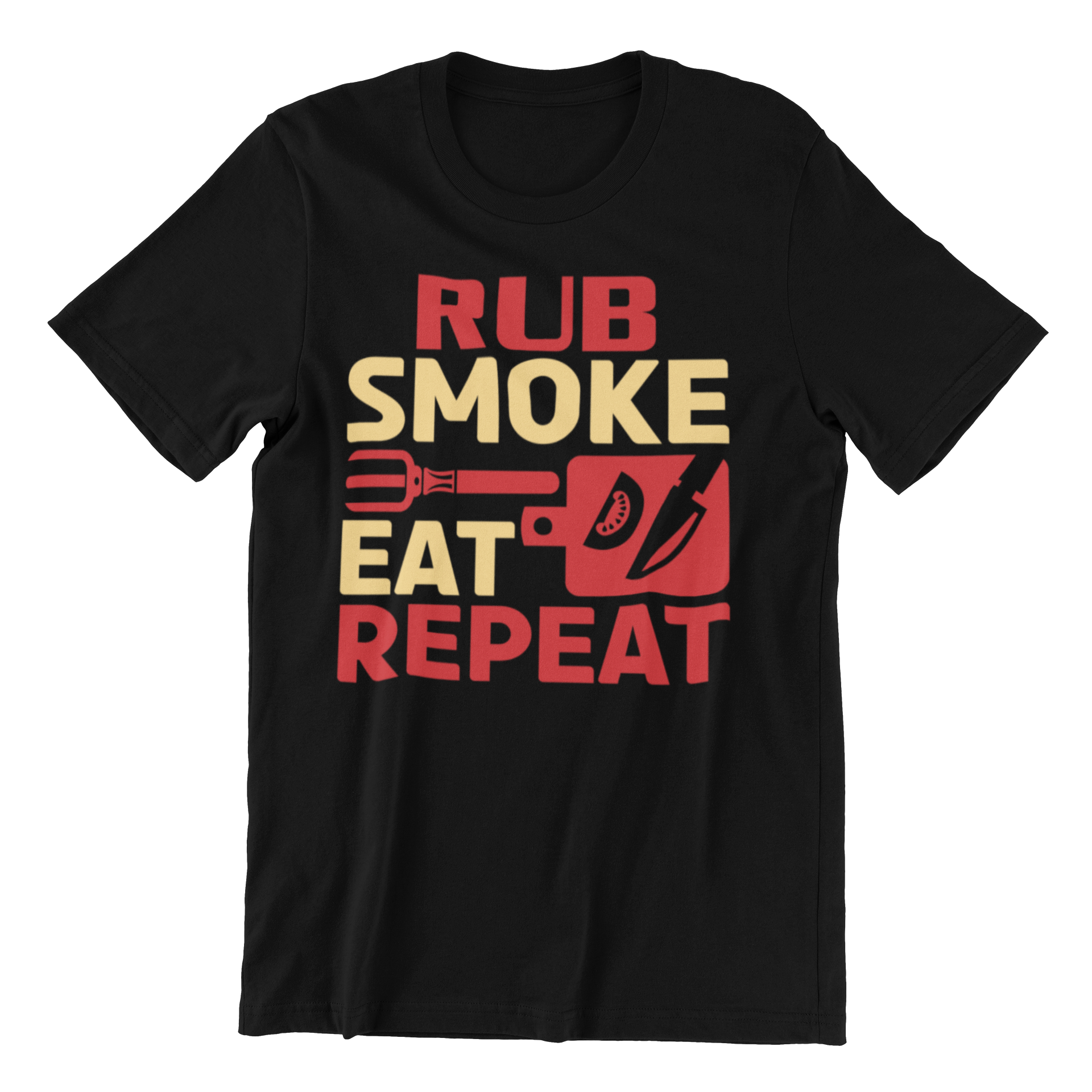 BBQ T Shirt Funny T Shirt for Men - Rub Smoke Eat Repeat tshirt I Wantz It Large Rub Smoke 