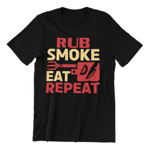 BBQ T Shirt Funny T Shirt for Men - Rub Smoke Eat Repeat tshirt I Wantz It Large Rub Smoke 
